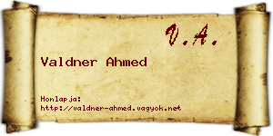 Valdner Ahmed névjegykártya